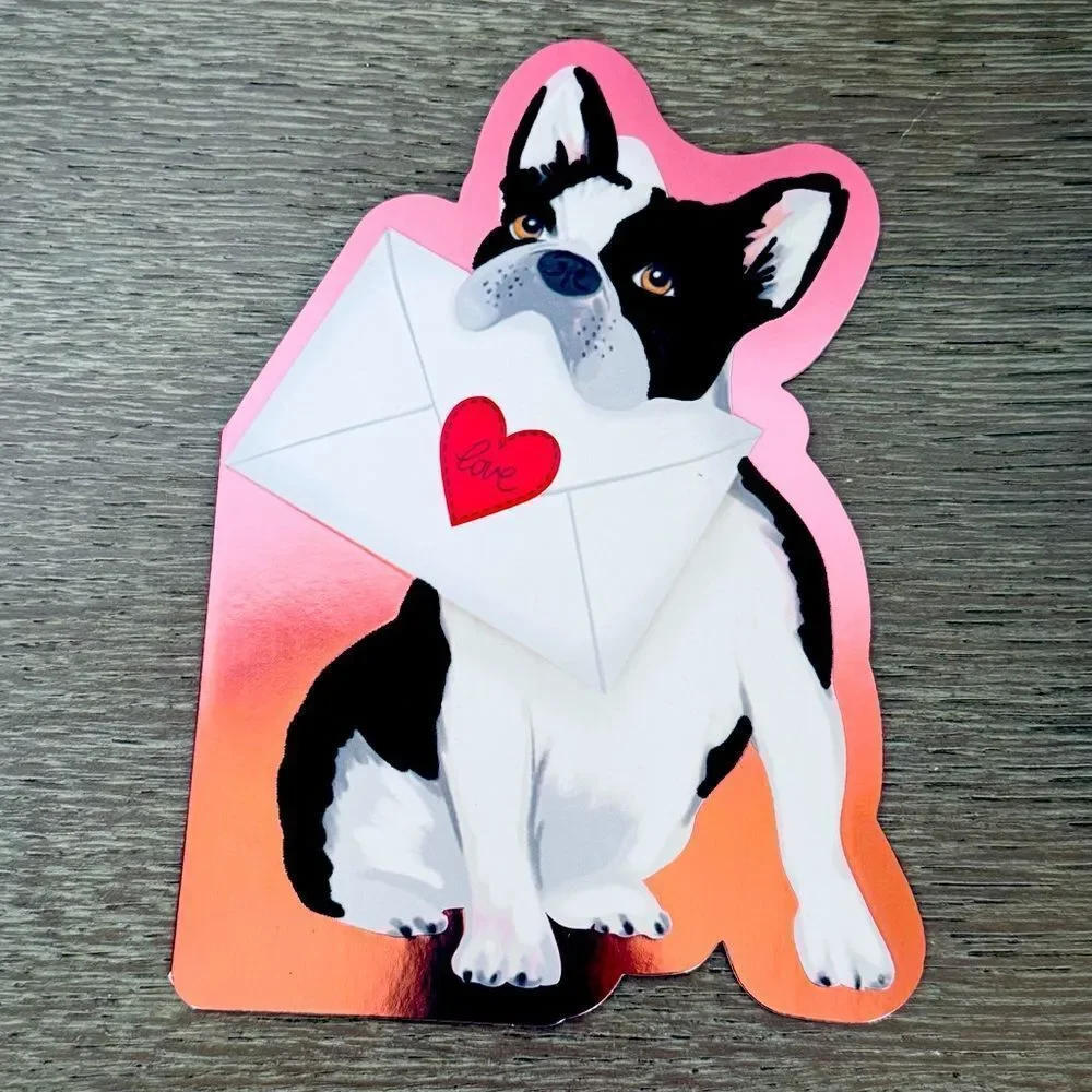 Valentine Boston Terrier Frenchie Dog Greeting Card